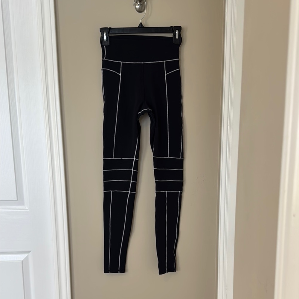 Black Leggings with White Stitching